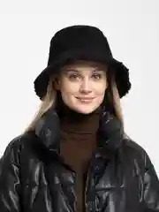 Черный теплая панама женская меховая, шапка женская, осенняя шапка