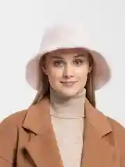 Пудровый теплая панама женская меховая, шапка женская, осенняя шапка