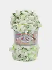 Зеленый пряжа Alize Puffy Fine Color, петельки маленькие, 100 г, 14 м