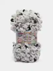 Белый пряжа Alize Puffy Fine Color, петельки маленькие, 100 г, 14 м
