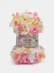 Розовый пряжа Alize Puffy Fine Color, петельки маленькие, 100 г, 14 м