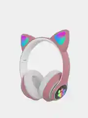 Пудровый детские беспроводные наушники "Cat Ear", c кошачьими светящимися ушками