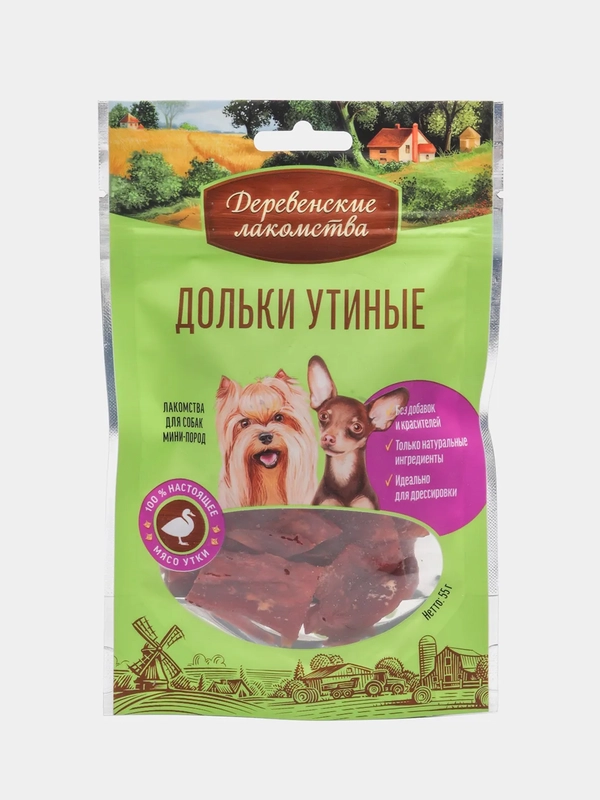 Дольки утиные "Деревенские лакомства" для собак мини-пород, 55 г