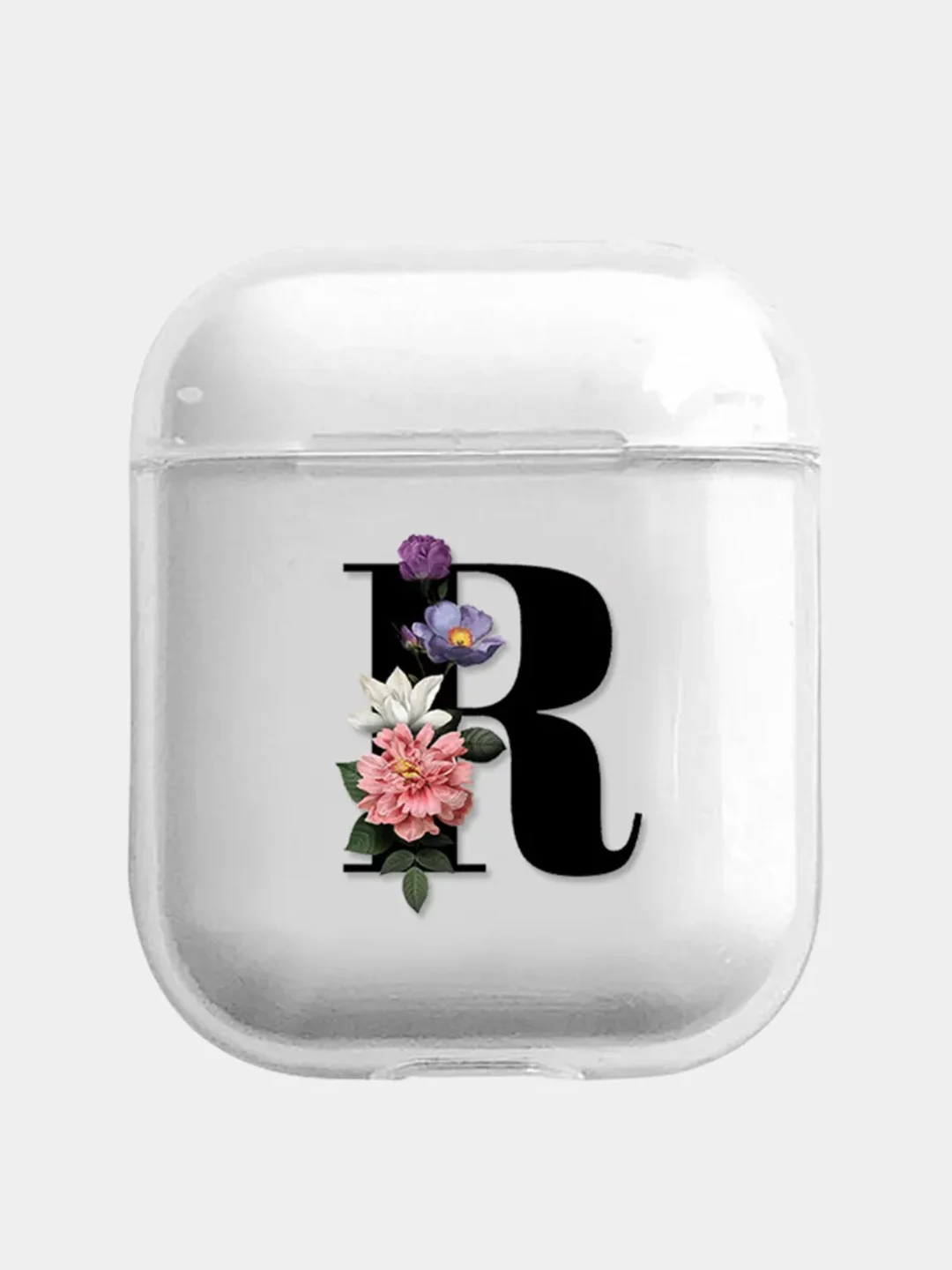 Багровый чехол для наушников Apple AirPods 1, 2, 3, Pro, пластиковый прозрачный с буквой