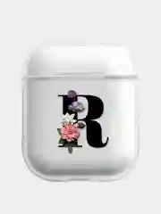 Багровый чехол для наушников Apple AirPods 1, 2, 3, Pro, пластиковый прозрачный с буквой