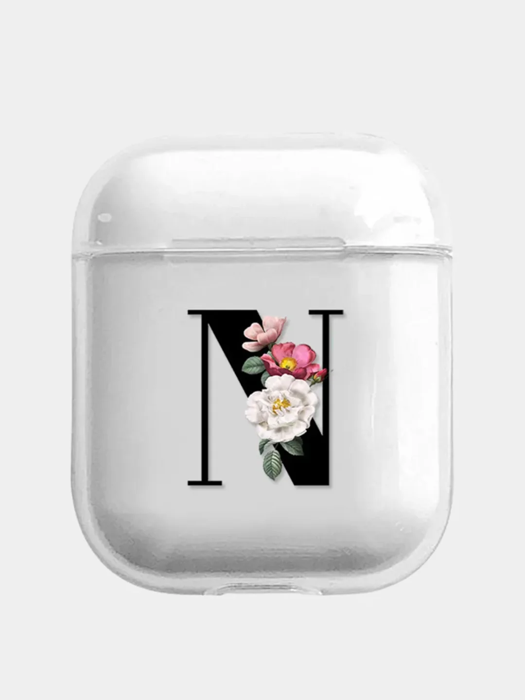 Горчичный чехол для наушников Apple AirPods 1, 2, 3, Pro, пластиковый прозрачный с буквой