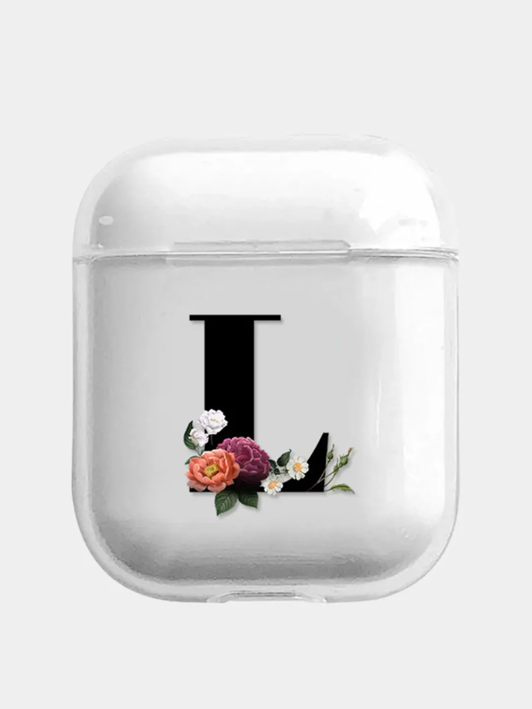 Коричневый чехол для наушников Apple AirPods 1, 2, 3, Pro, пластиковый прозрачный с буквой