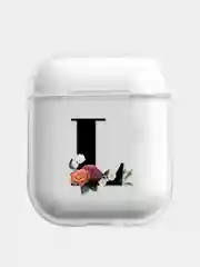 Коричневый чехол для наушников Apple AirPods 1, 2, 3, Pro, пластиковый прозрачный с буквой