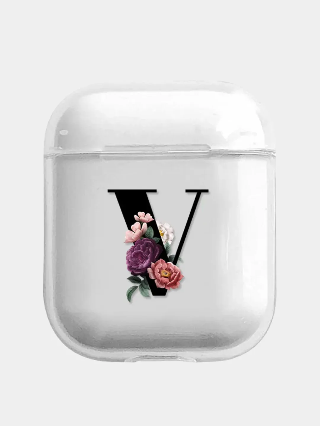 Светло-коричневый чехол для наушников Apple AirPods 1, 2, 3, Pro, пластиковый прозрачный с буквой