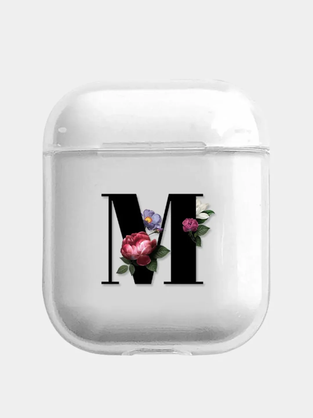 Тёмно-зелёный чехол для наушников Apple AirPods 1, 2, 3, Pro, пластиковый прозрачный с буквой
