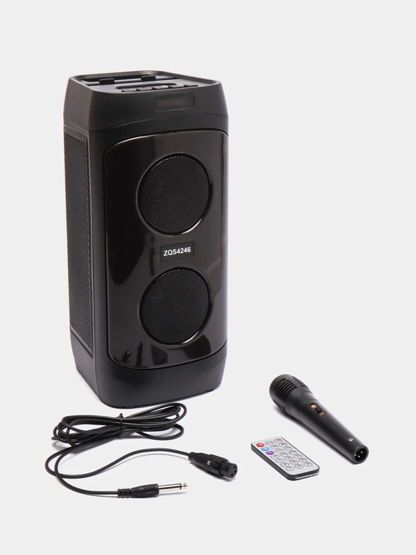 Портативная беспроводная Bluetooth колонка ZQS-4246, большая, с микрофоном и пультом