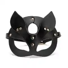 Черный маска "Кошка", кожаная, для ролевых игр и маскарадов