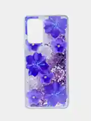 Индиго чехол Samsung Galaxy A72 (Самсунг Галакси А72) переливающийся жидкий с блестками