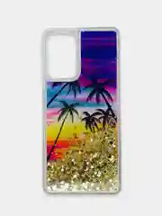 Пурпурный чехол Samsung Galaxy A72 (Самсунг Галакси А72) переливающийся жидкий с блестками