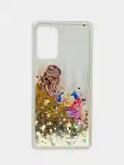 Бежевый меланж чехол Samsung Galaxy A72 (Самсунг Галакси А72) переливающийся жидкий с блестками