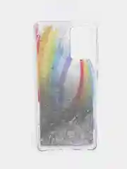 Коричневый чехол Samsung Galaxy A72 (Самсунг Галакси А72) переливающийся жидкий с блестками
