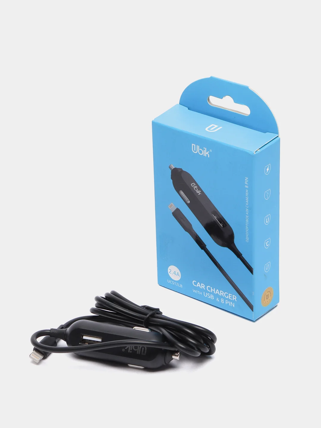 Черный азу-usb Lightning UBIK 2.4A
