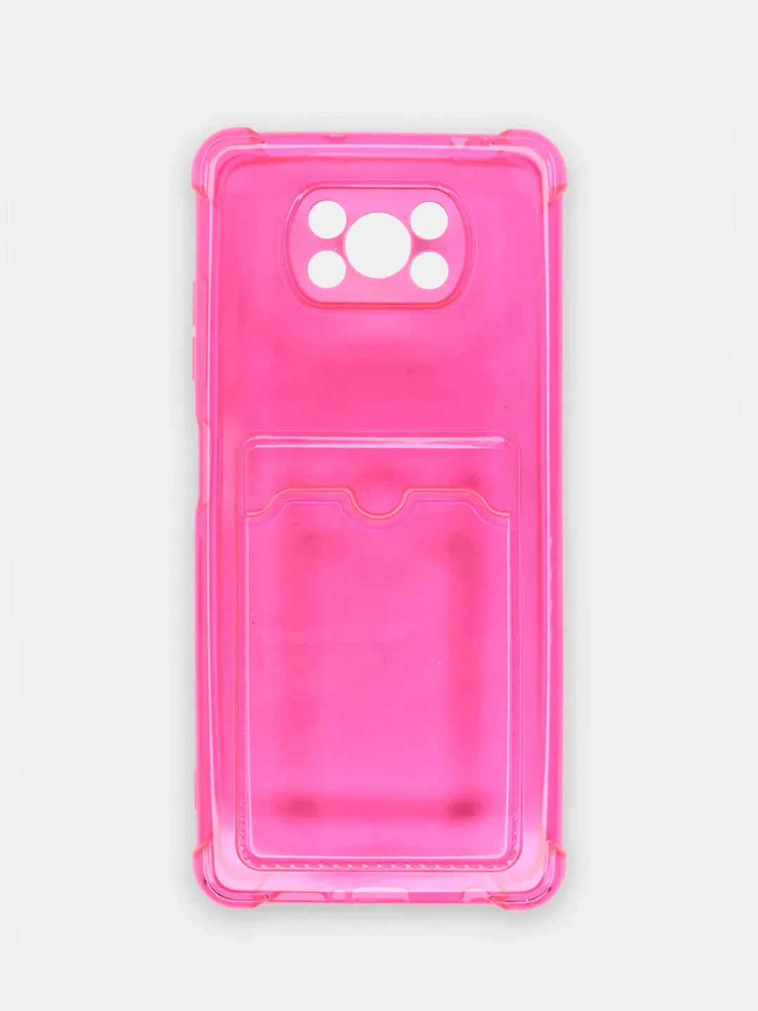 Фуксия чехол для Xiaomi Poco X3 NFC / Poco X3 Pro прозрачный противоударный с карманом для карты