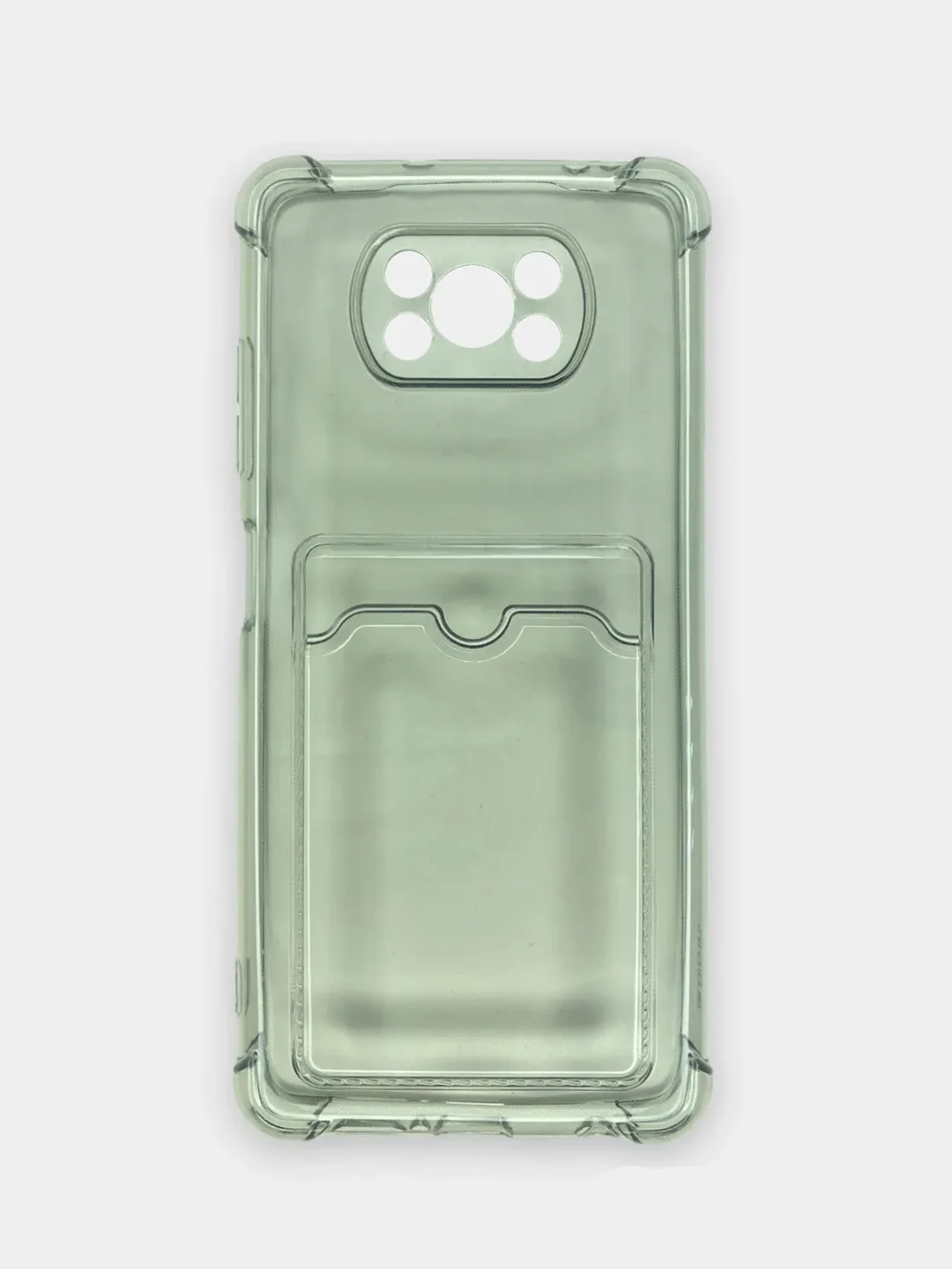 Угольный чехол для Xiaomi Poco X3 NFC / Poco X3 Pro прозрачный противоударный с карманом для карты