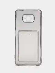 Черный чехол для Xiaomi Poco X3 NFC / Poco X3 Pro прозрачный противоударный с карманом для карты