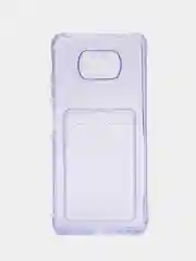 Фиолетовый чехол для Xiaomi Poco X3 NFC / Poco X3 Pro прозрачный противоударный с карманом для карты