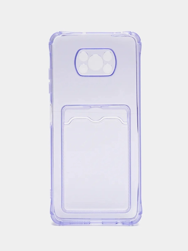 Чехол для Xiaomi Poco X3 NFC / Poco X3 Pro прозрачный противоударный с карманом для карты