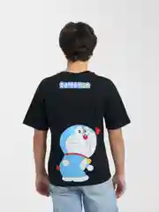 Черный футболка аниме "Doraemon" Дораэмон мужская женская