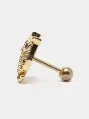 Аметистовый микросерьга-пирсинг "Gold" со стержнем из нержавеющей стали