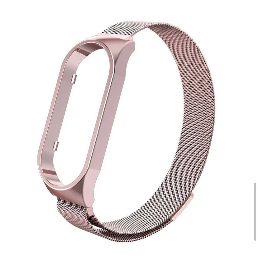 Золотой металлический ремешок для смарт часов  Xiaomi Mi Band 5, 6