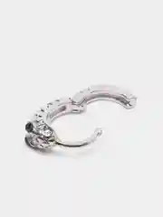 Серебряный серьга-пирсинг "Змейка", со стразами, серьги женские