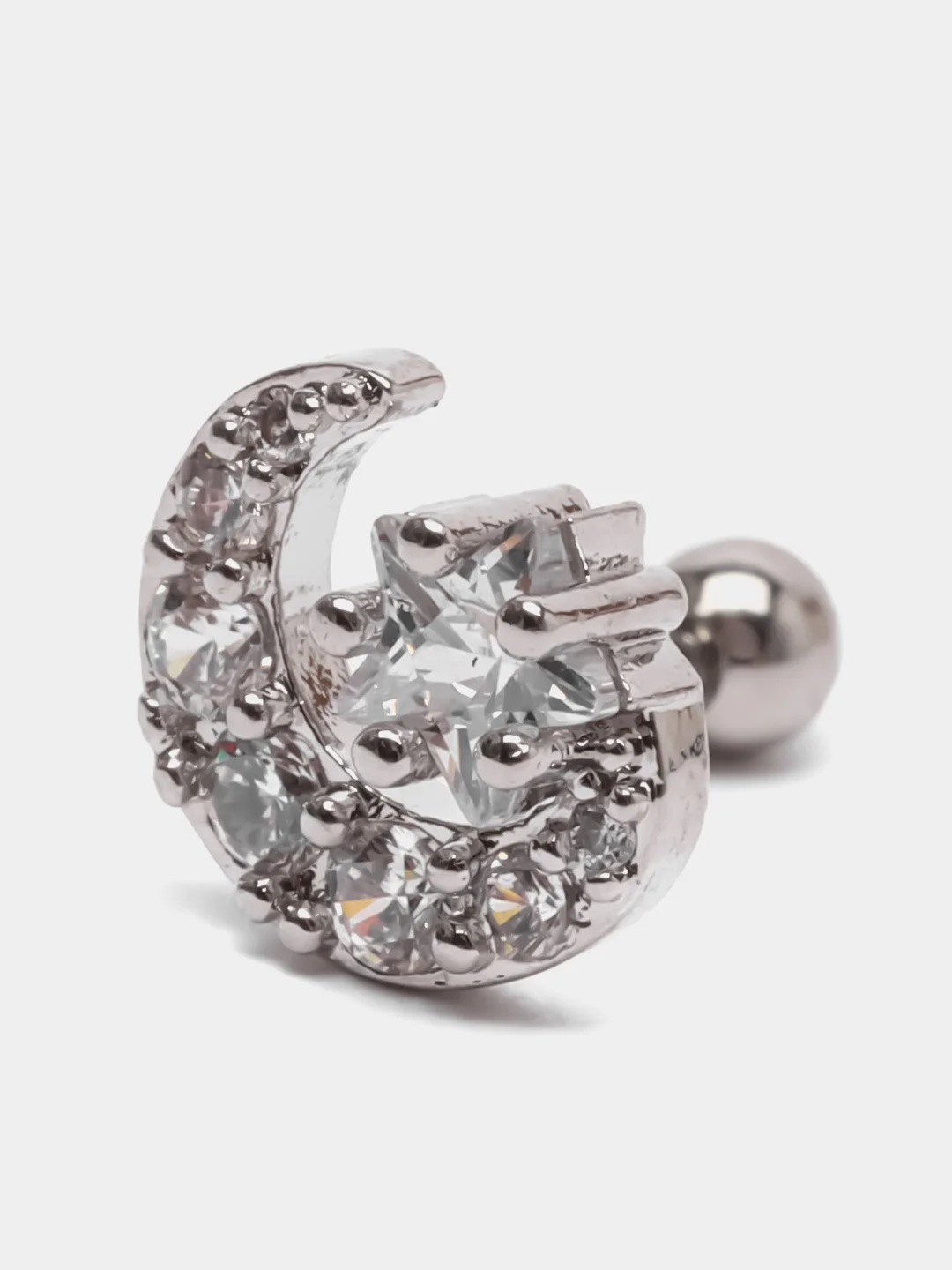 Сиреневый микросерьга ( пирсинг ) "Silver" со стержнем из нержавеющей стали
