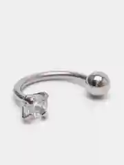 Серебряный пирсинг для уха S-type, с кристаллом, из нержавеющей стали