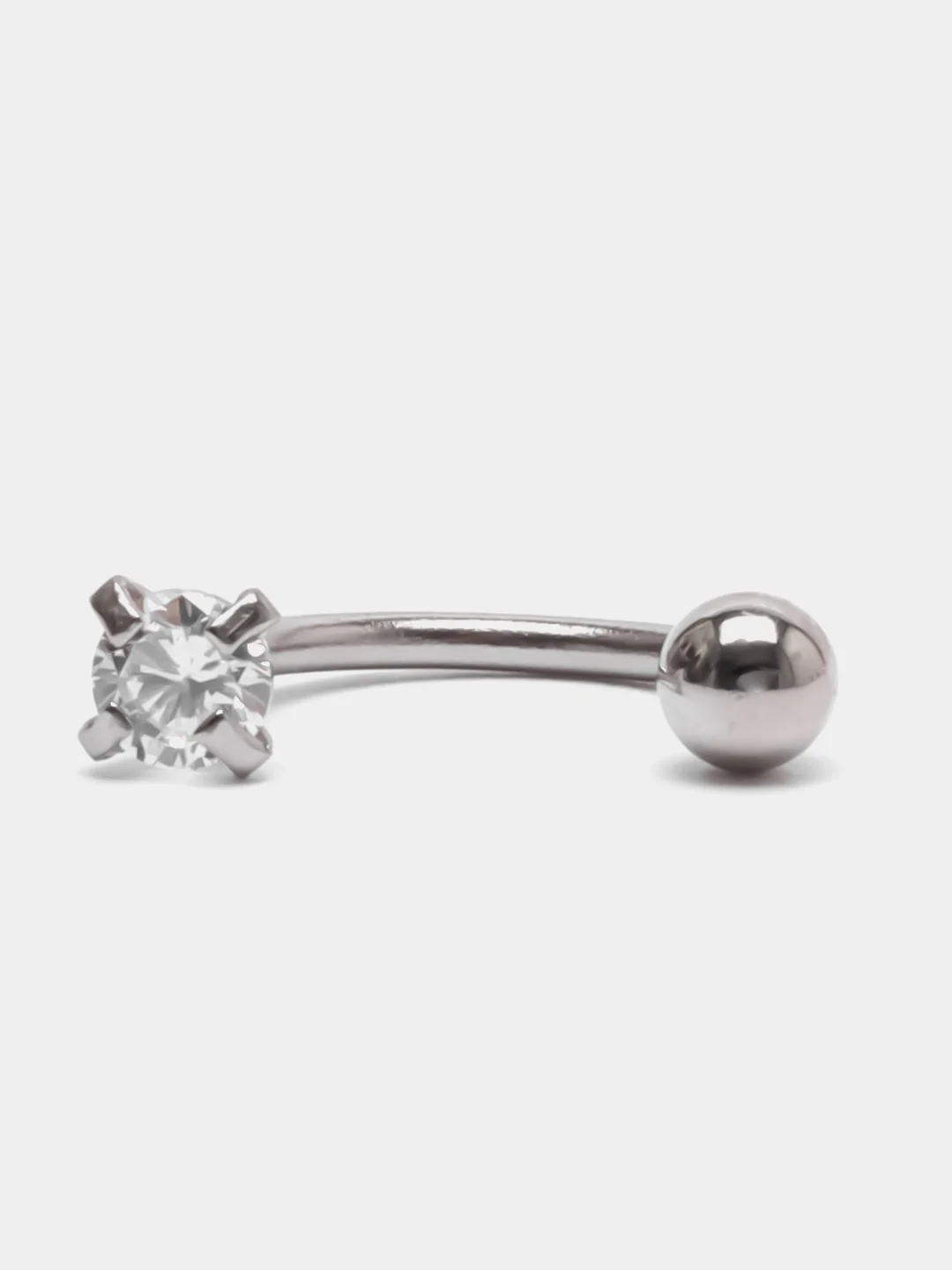 Серебряный пирсинг для уха S-type, с кристаллом, из нержавеющей стали