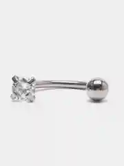 Серебряный пирсинг для уха S-type, с кристаллом, из нержавеющей стали