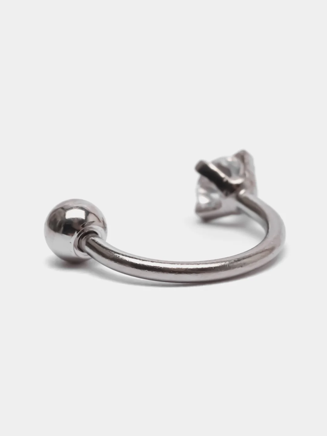 Серебряный пирсинг для уха S-type, с кристаллом, из нержавеющей стали