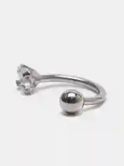 Серебряный пирсинг для уха S-type, с кристаллом, из нержавеющей стали