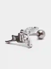 Черный микросерьга ( пирсинг ) "Silver" со стержнем из нержавеющей стали