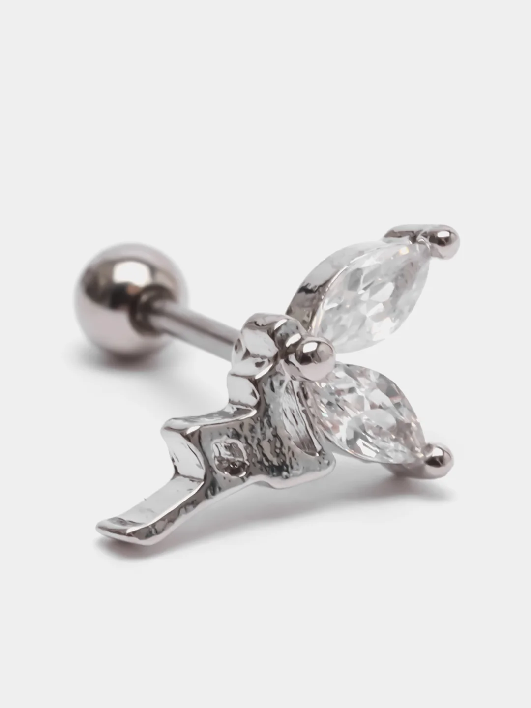 Черный микросерьга ( пирсинг ) "Silver" со стержнем из нержавеющей стали
