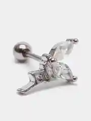 Черный микросерьга ( пирсинг ) "Silver" со стержнем из нержавеющей стали