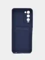 Синий чехол TECNO CAMON 18 / CAMON 18P с защитой камеры и карманом для пластиковой карты