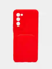 Красный чехол TECNO CAMON 18 / CAMON 18P с защитой камеры и карманом для пластиковой карты