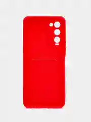 Красный чехол TECNO CAMON 18 / CAMON 18P с защитой камеры и карманом для пластиковой карты