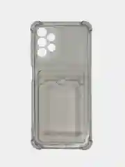 Черный чехол противоударный Samsung Galaxy A13, Самсунг А13 4G, прозрачный, с карманом для карты