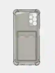 Черный чехол противоударный Samsung Galaxy A13, Самсунг А13 4G, прозрачный, с карманом для карты