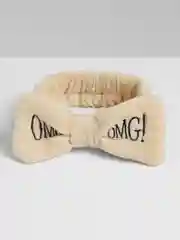 Бежевый повязка на голову OMG косметическая, мягкая с бантом