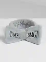 Серый повязка на голову OMG косметическая, мягкая с бантом