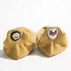 Горчичный женские носки с вышивкой собачки, короткие, хлопковые