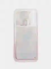 Лавандовый чехол Realme C3 / 5 / 6i силиконовый переливающийся жидкий с блестками и защитой камеры