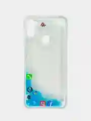 Голубой чехол Samsung Galaxy A11, M11 (Самсунг Галакси А11, М11) переливающийся жидкий с блестками