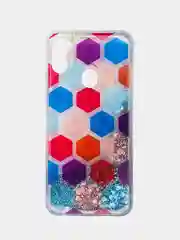 Бирюзовый чехол Samsung Galaxy A11, M11 (Самсунг Галакси А11, М11) переливающийся жидкий с блестками